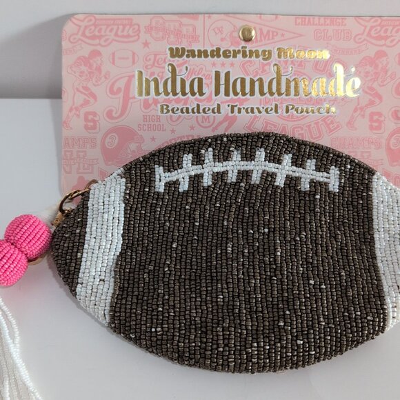 NEW Wandering Moon Beaded Travel Pouch Football India Handmade VIRAL TIK TOK - Picture 3 of 6
